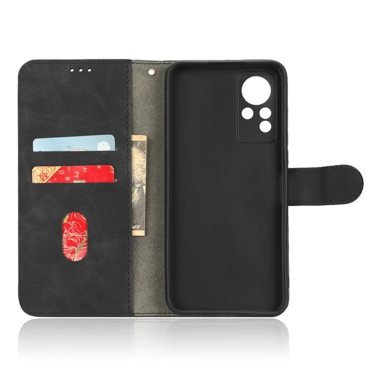 PU de la Cubierta Del Teléfono de Cuero Para Infinix Note 11, Stand de la Billetera de la Piel Del Toque de la Billetera de la Billetera. - Negro