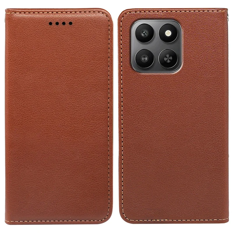Capa de Couro para Honor 400 Smart 5G / 400 Smart / X7d 4G / X7d 5G Carteira Bloqueio RFID Capa de Telefone Fecho Magnético Forte - Marrom