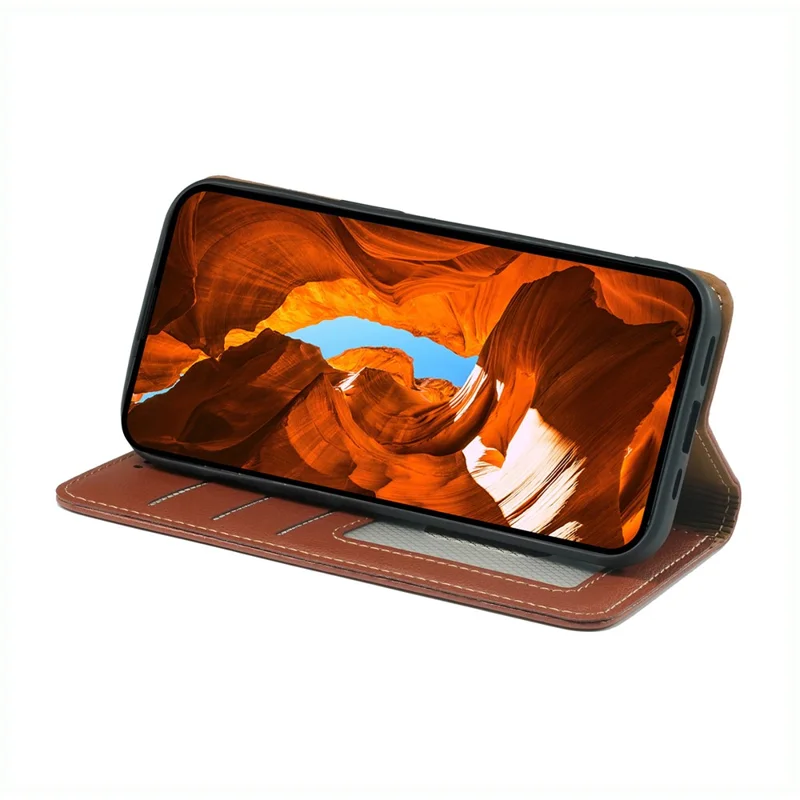 Capa de Couro para Honor 400 Smart 5G / 400 Smart / X7d 4G / X7d 5G Carteira Bloqueio RFID Capa de Telefone Fecho Magnético Forte - Marrom