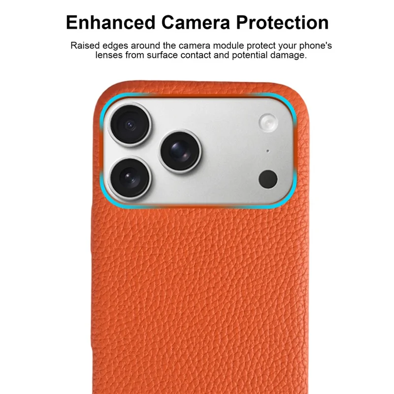 Custodia per iPhone 17 Pro Max compatibile con MagSafe, texture di licheni, vera pelle bovina + cover in PC - Arancione