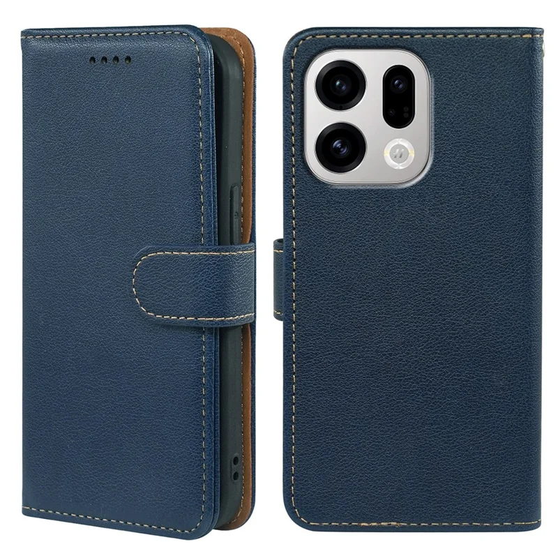 For Oppo Find X9 5G Case RFID Blocking Wallet Litchi Texture Leather Phone Cover Magnetic Clasp - Blue