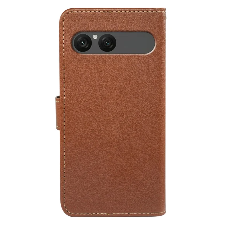 Étui Sony Xperia 10 VII RFID Blocking Wallet Litchi Texture Leather Phone Cover Magnetic Clasp - Brun