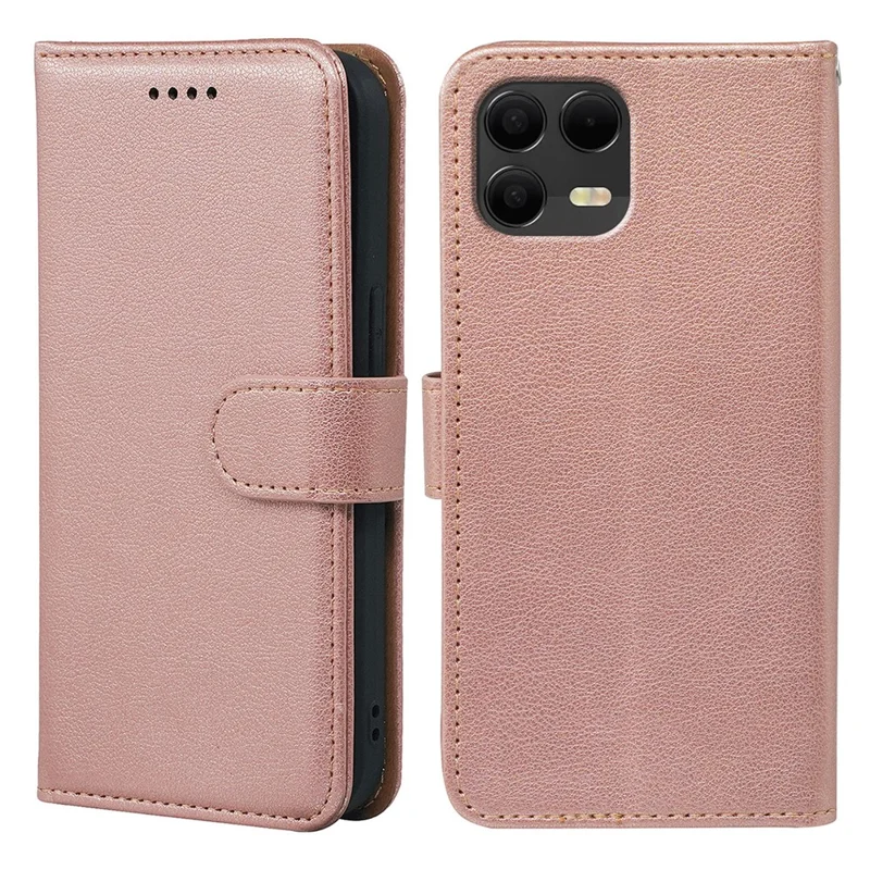 Fodral för T-Mobile Revvl 8 Pro RFID-skydd Plånbok Litchi-struktur Lädermobilskal Magnetflik - Roséguld