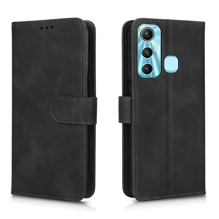 Case de Teléfono a Prueba de Gota Para Infinix Hot 11, Stand de Billetera de Toque de Piel Folio PU Leather + TPU Cell Telep Cover - Negro