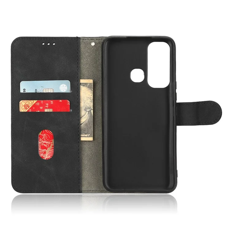 Case de Teléfono a Prueba de Gota Para Infinix Hot 11, Stand de Billetera de Toque de Piel Folio PU Leather + TPU Cell Telep Cover - Negro