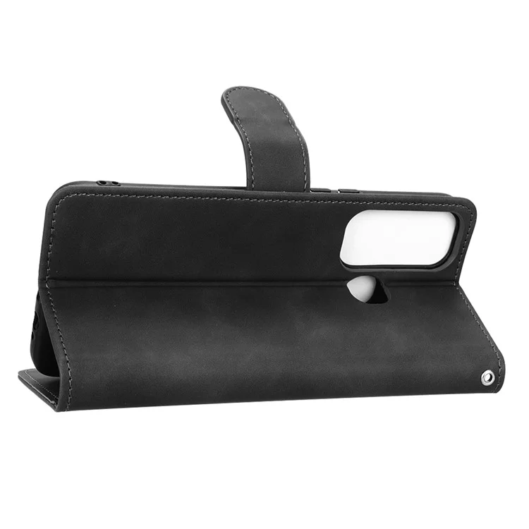 Case de Teléfono a Prueba de Gota Para Infinix Hot 11, Stand de Billetera de Toque de Piel Folio PU Leather + TPU Cell Telep Cover - Negro
