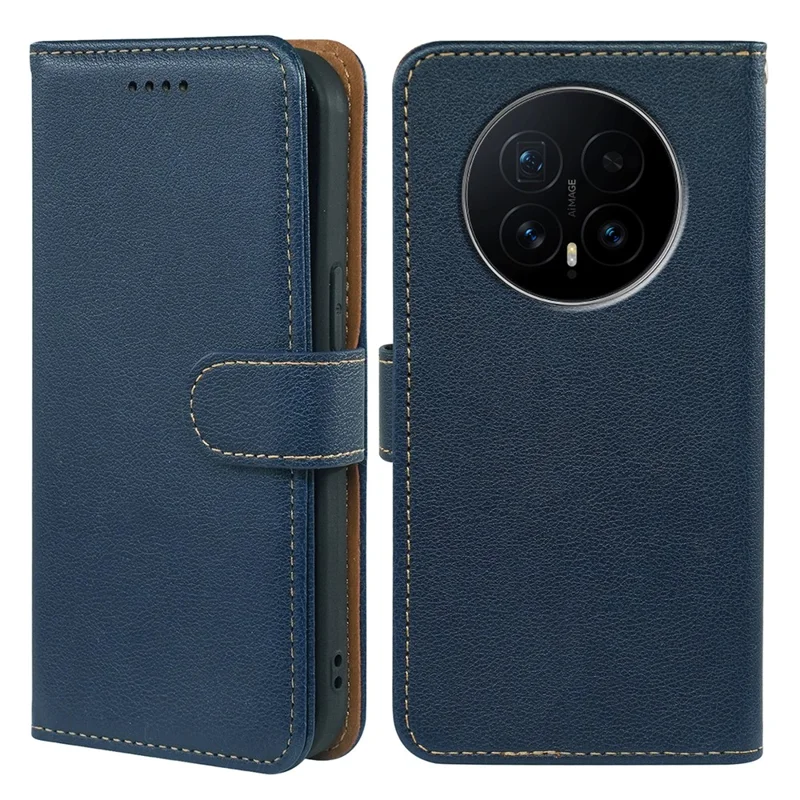 Per Honor Magic8 5G Case RFID Blocking Wallet Litchi Texture Leather Phone Cover Magnetic Clasp - Blu