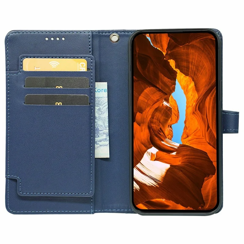 For T-Mobile Revvl 8 Pro Case with 9 Card Slots PU Leather Stand Phone Cover - Blue