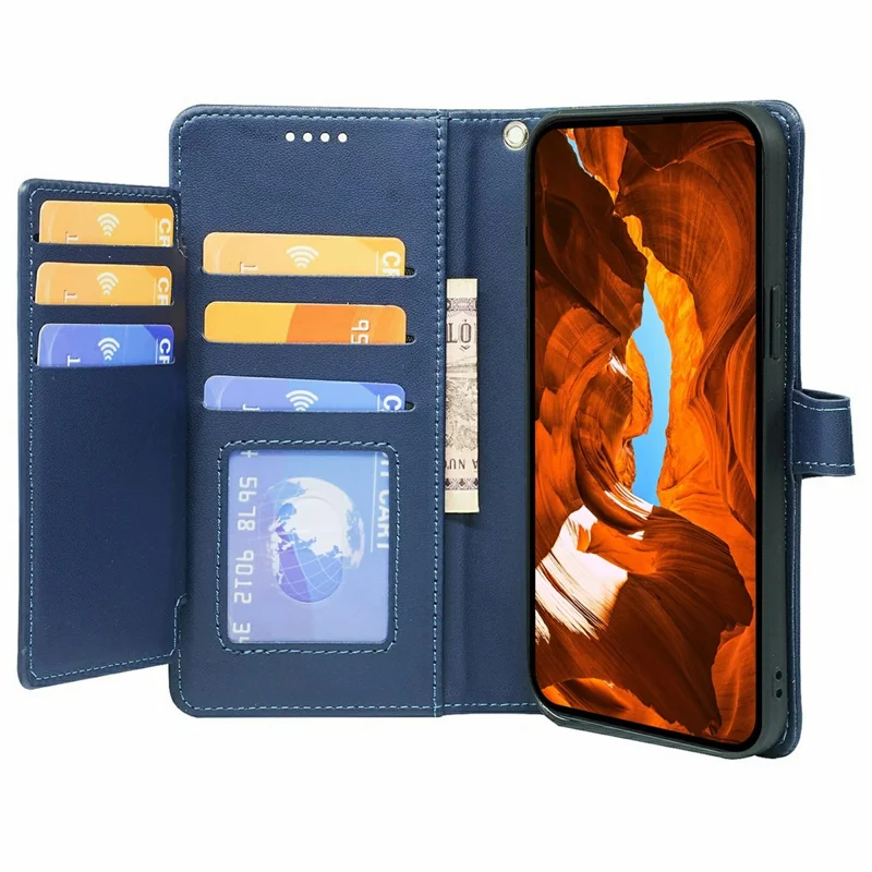 For T-Mobile Revvl 8 Pro Case with 9 Card Slots PU Leather Stand Phone Cover - Blue