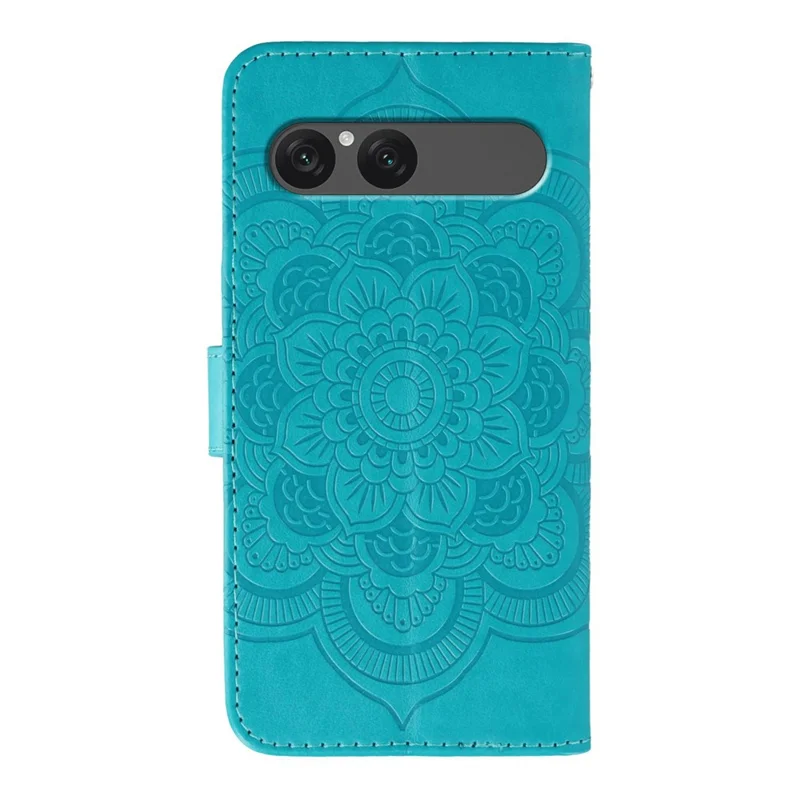 Étui Sony Xperia 10 VII Décoration de strass Cuir PU Impression mandala Housse de téléphone avec dragonne - Bleu