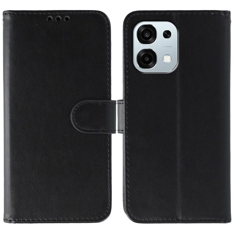 Для Oppo A6 Pro 5G Чехол из искусственной кожи Flip Wallet Phone Cover с ремешком - Черный