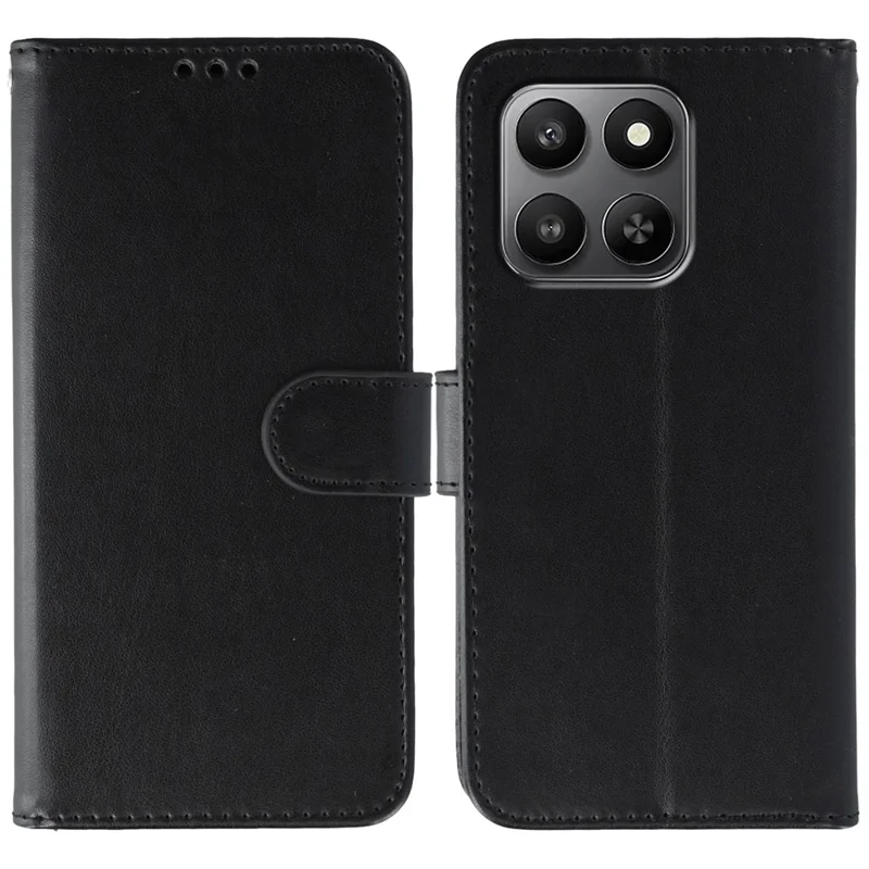 Wallet Case For Honor 400 Smart 5G  /  X7d 4G  /  X7d 5G PU Leather Flip Phone Cover with Strap - Black