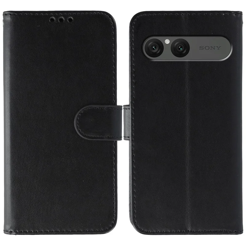 Étui Sony Xperia 10 VII en cuir PU avec rabat et dragonne - Noir