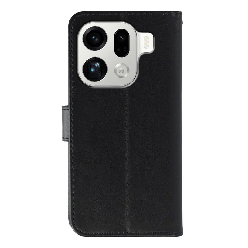 Étui pour Oppo Find X9 Pro 5G en cuir PU avec rabat et dragonne - Noir