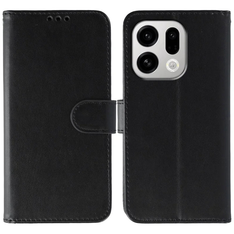 Per Oppo Find X9 5G Case PU Leather Flip Wallet Phone Cover con Cinturino - Nero