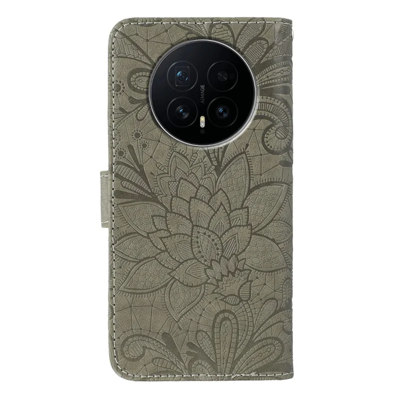 For Honor Magic8 5G Case Lace Flowers PU Leather Flip Wallet Phone Cover - Grey