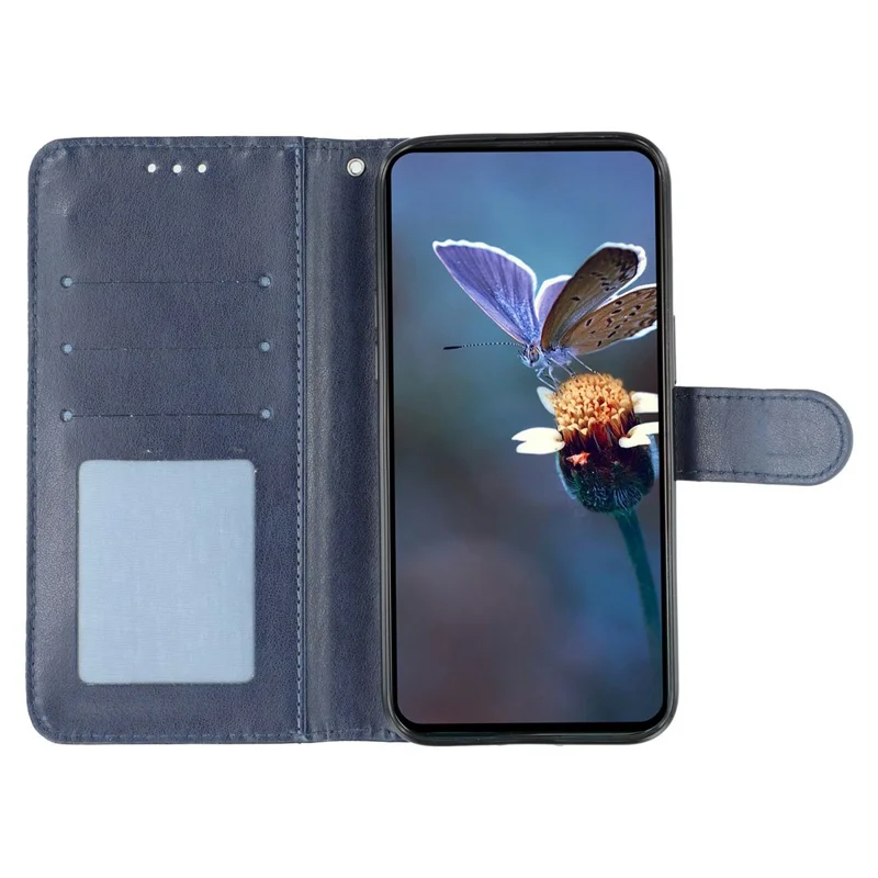 For Oppo A6 Pro 5G Case Lace Flowers PU Leather Flip Wallet Phone Cover - Dark Blue