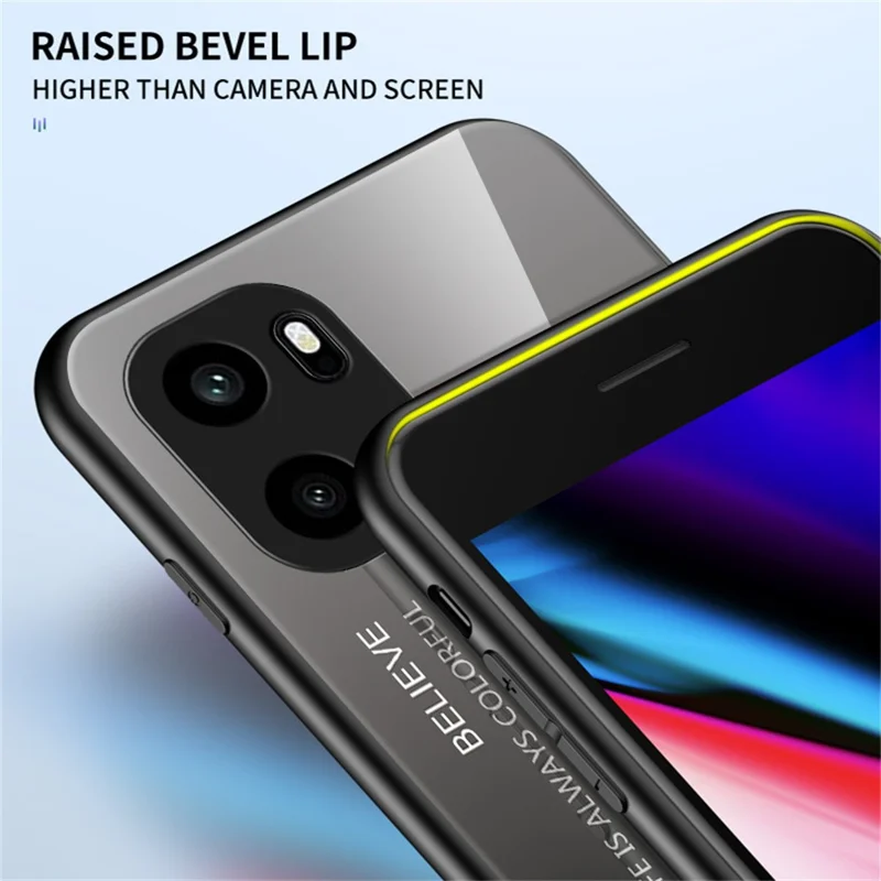 Voor OnePlus Ace 6 5G hoesje Anti-kras Gehard Glas + PC + TPU Telefoonhoes - Verlooproze Blauw