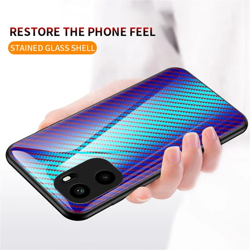Voor OnePlus Ace 6 5G hoesje met gehard glas Stootbestendig telefoonhoesje - Kleurrijk vezel