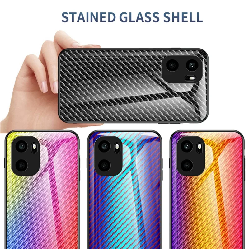 Voor OnePlus Ace 6 5G hoesje met gehard glas Stootbestendig telefoonhoesje - Kleurrijk vezel