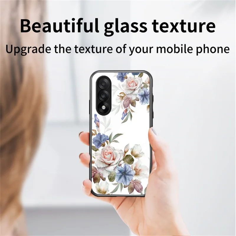 Funda para teléfono para OnePlus Nord 5 5G / Ace 5 Ultra 5G Patrón floral TPU + Cubierta protectora de vidrio templado - Arbusto de flores blancas