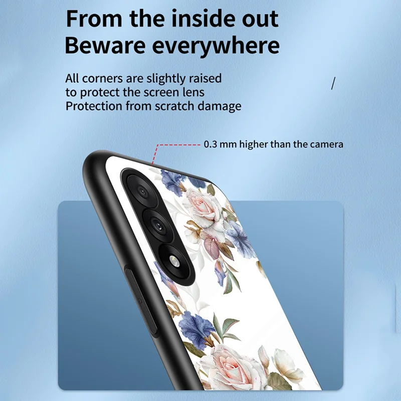 Funda para teléfono para OnePlus Nord 5 5G / Ace 5 Ultra 5G Patrón floral TPU + Cubierta protectora de vidrio templado - Arbusto de flores blancas