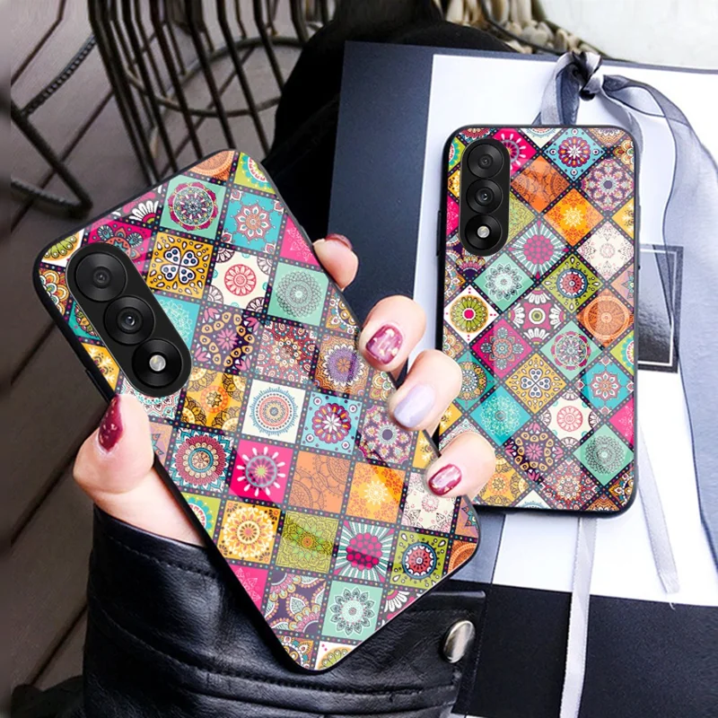 Per OnePlus Nord 5 5G / Ace 5 Ultra 5G Custodia Supporto Motivo Etnico Vetro Temperato Custodia Telefonica con Cinturino - Motivo Colorato