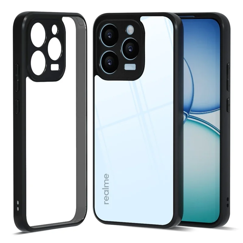IBMRS For Realme 15T 5G Case Soft TPU Frame Hard PC Back Anti-Fall Phone Cover - Transparent Black