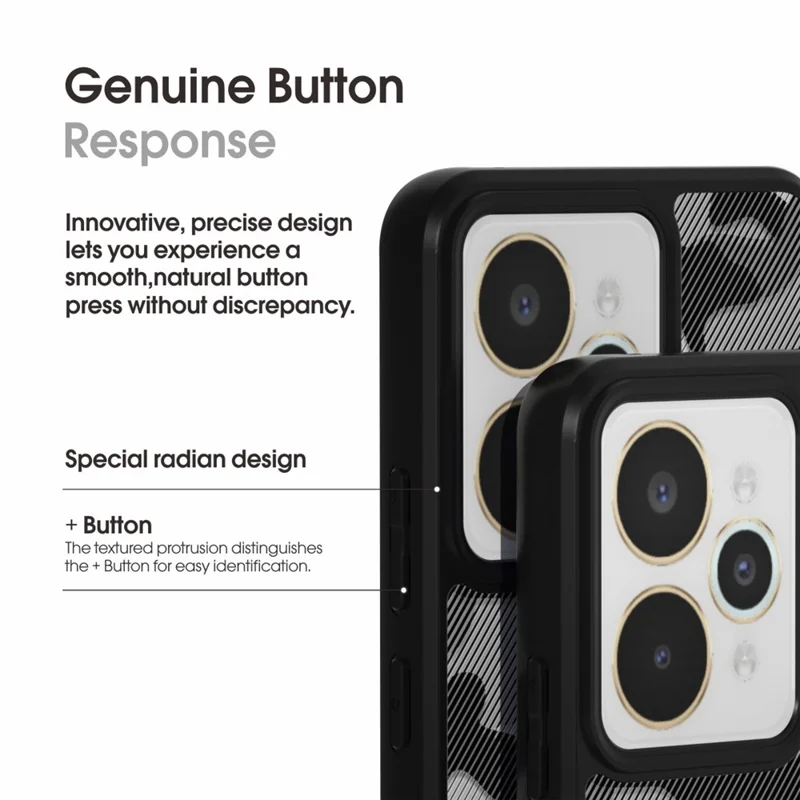 IBMRS voor Realme 15 Pro 5G hoesje zacht TPU frame hard PC achterkant anti-val telefoonhoesje - Transparant zwart