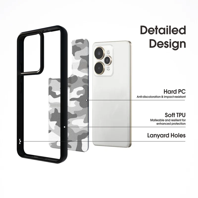 IBMRS voor Realme 15 Pro 5G hoesje zacht TPU frame hard PC achterkant anti-val telefoonhoesje - Transparant zwart