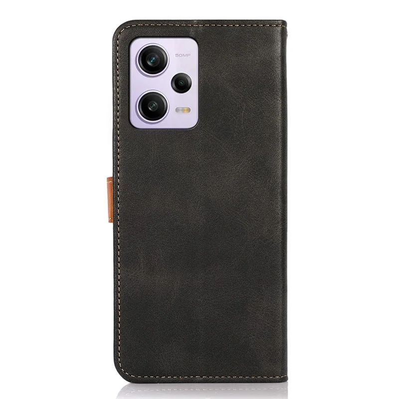 KHAZNEH For Xiaomi Redmi Note 12 Pro 5G / Note 12 Pro Speed 5G / Poco X5 Pro 5G Stand Function Cowhide Texture PU Leather Phone Case Magnetic Gold Buckle Anti-drop Cover Wallet - Black