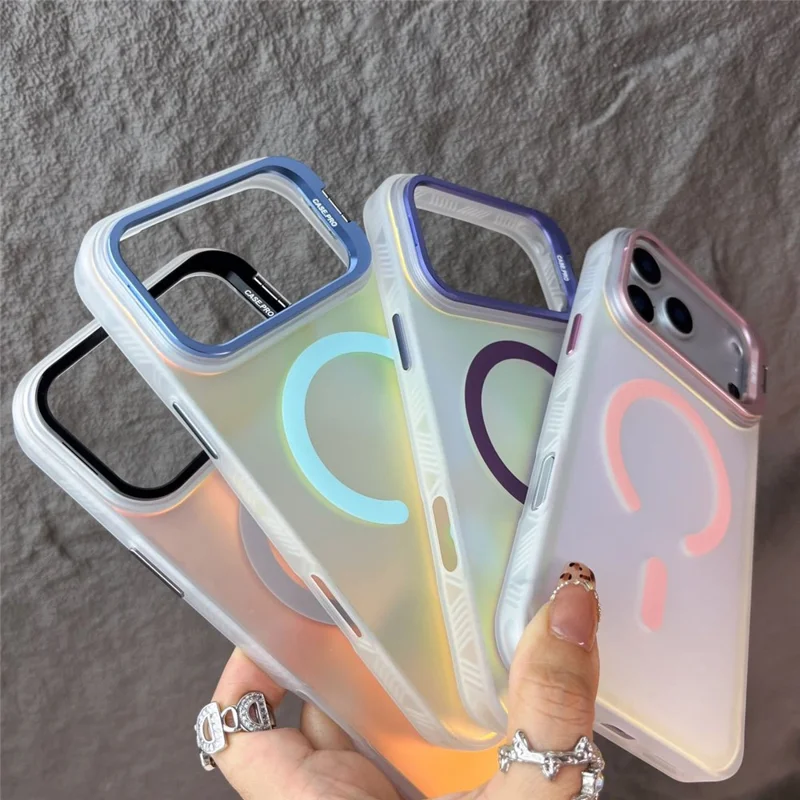 Bulk Purchasing For iPhone 17 Pro Case Compatible with MagSafe Gradient Matte IMD PC + TPU Phone Cover with Lens Frame Kickstand - Style 1