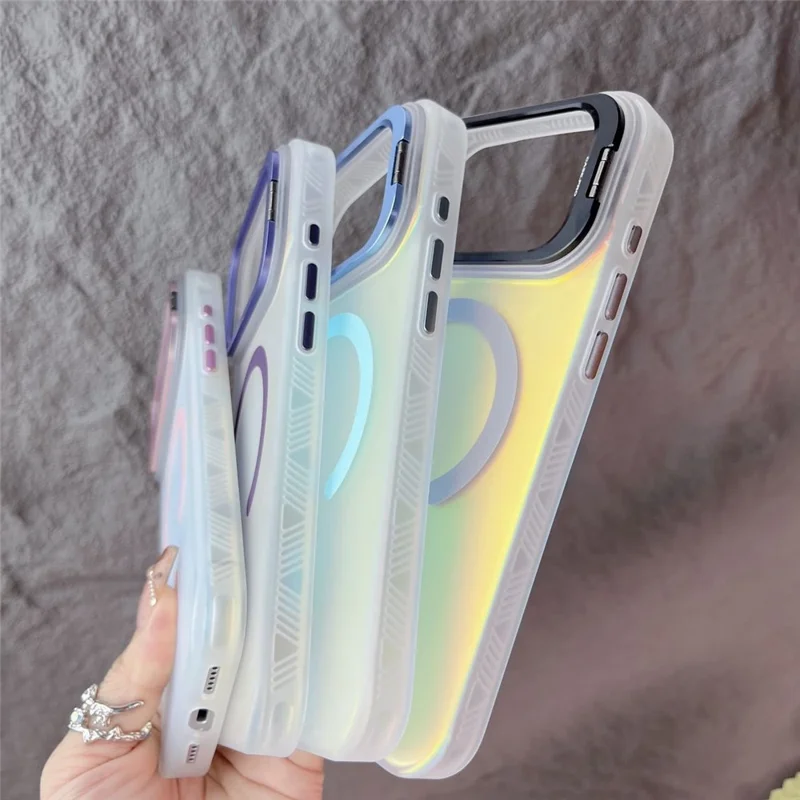 Bulk Purchasing For iPhone 17 Pro Case Compatible with MagSafe Gradient Matte IMD PC + TPU Phone Cover with Lens Frame Kickstand - Style 1