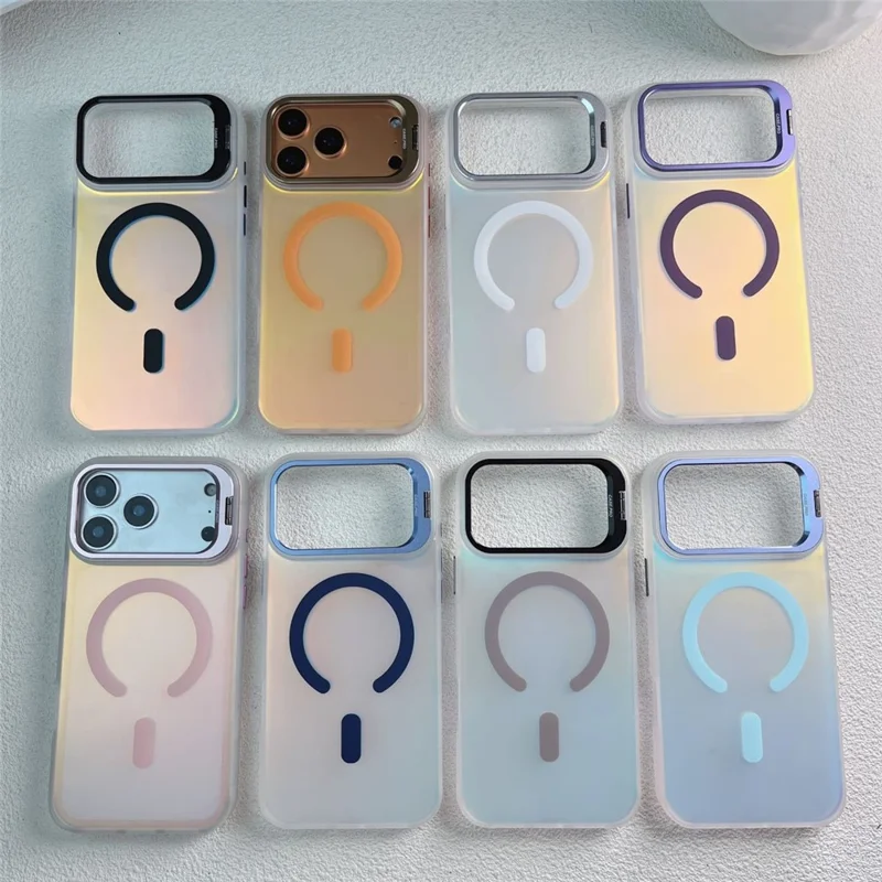 Bulk Purchasing For iPhone 17 Pro Case Compatible with MagSafe Gradient Matte IMD PC + TPU Phone Cover with Lens Frame Kickstand - Style 1