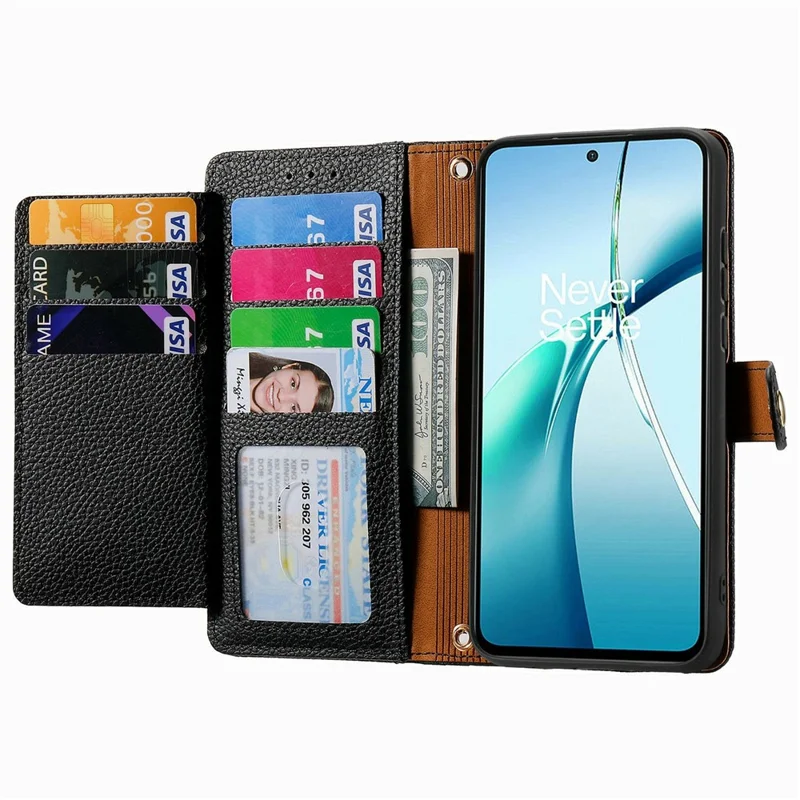 Étui Pour Téléphone X70 Pro 5G Pour Honor Avec Poche Zippée Bloquant RFID Et Bandoulière En Cuir - Noir