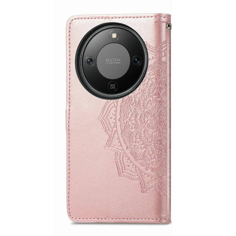 For Honor X70 Pro 5G Case Wallet Mandala Flower Leather Phone Cover Stand View - Rose Gold