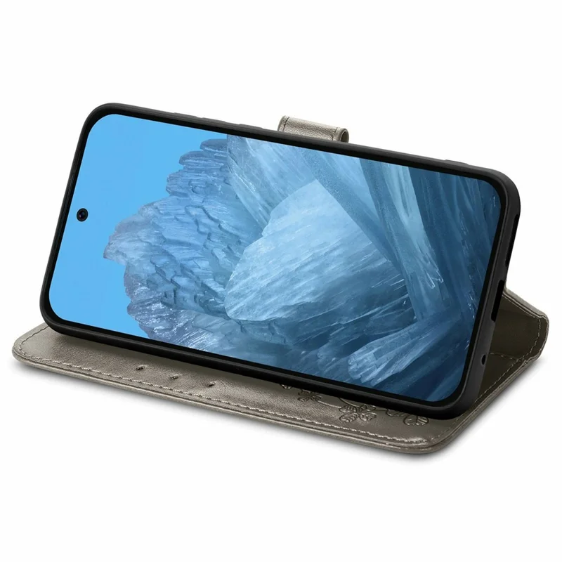 Étui en cuir For Honor X70 Pro 5G à quatre feuilles de trèfle - Gris