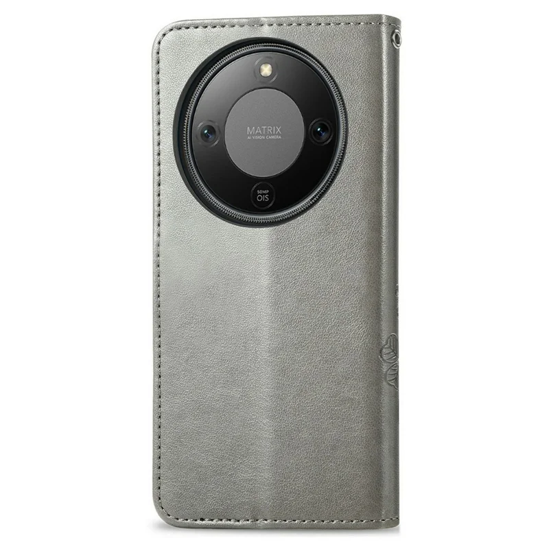 Étui en cuir For Honor X70 Pro 5G à quatre feuilles de trèfle - Gris