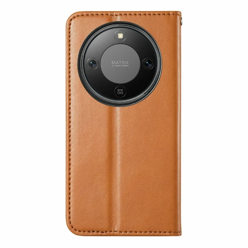 Étui portefeuille Pour Honor X70 Pro 5G Couture tricolore en cuir avec bracelet élastique - Marron