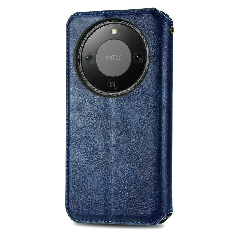 Étui en cuir PU à motif de losange pour Honor X70 Pro 5G - Bleu