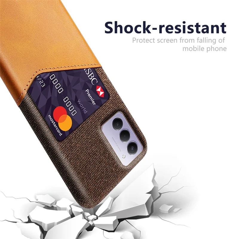 For Xiaomi Redmi 15 4G (169mm) Case PU Leather Cloth Texture Hard PC Phone Cover with Card Holder - Orange