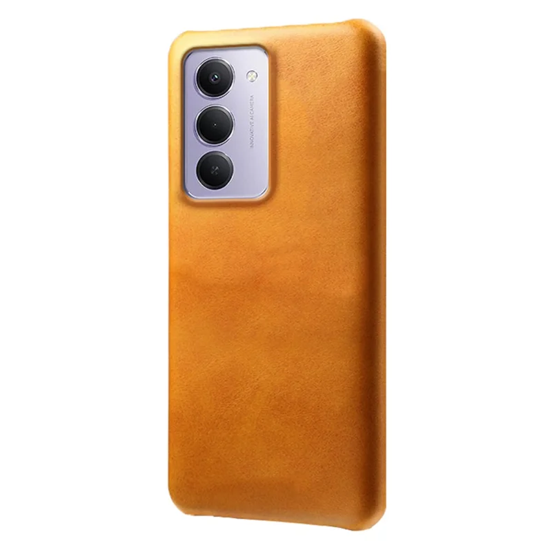 For Xiaomi Redmi 15 4G (169mm) Case Calf Texture PU Leather Hard PC Protective Phone Cover - Orange