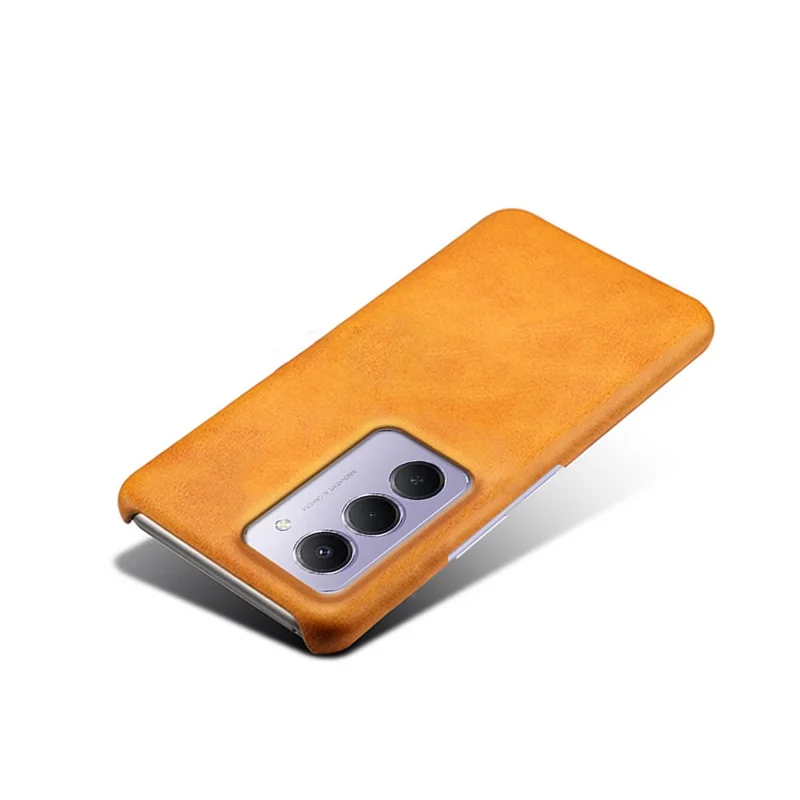 For Xiaomi Redmi 15 4G (169mm) Case Calf Texture PU Leather Hard PC Protective Phone Cover - Orange