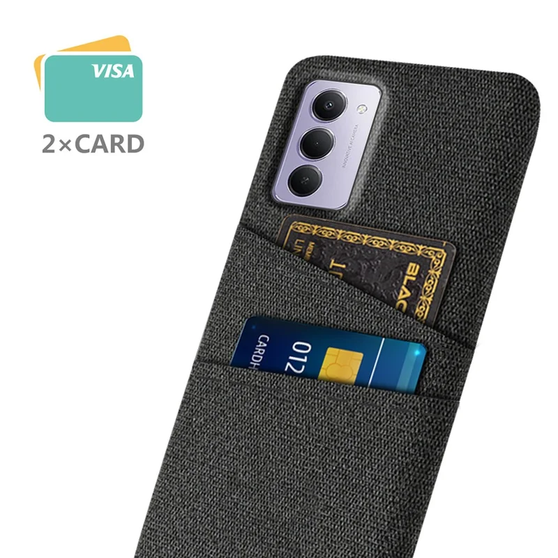 For Xiaomi Redmi 15 4G (169mm) Case Cloth + Hard PC Phone Cover with Dual Card Slots - Black