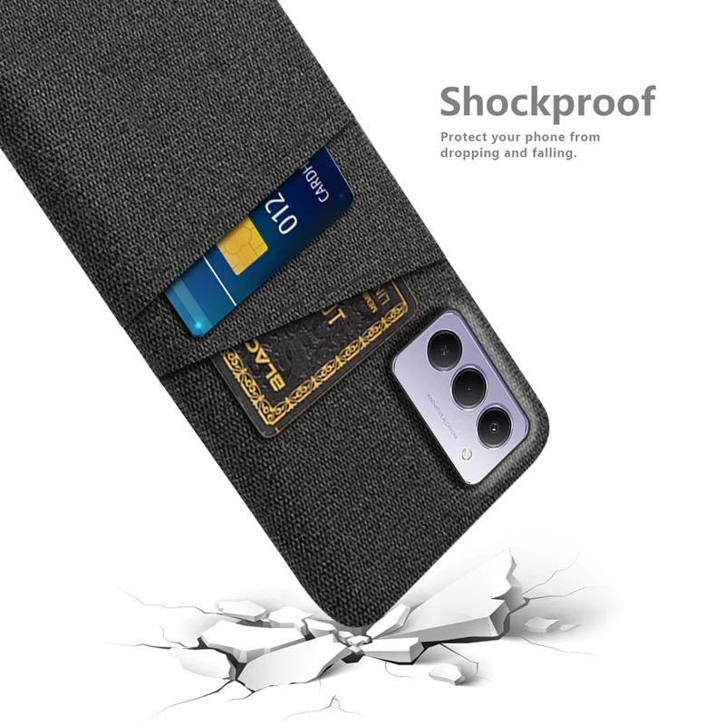 For Xiaomi Redmi 15 4G (169mm) Case Cloth + Hard PC Phone Cover with Dual Card Slots - Black