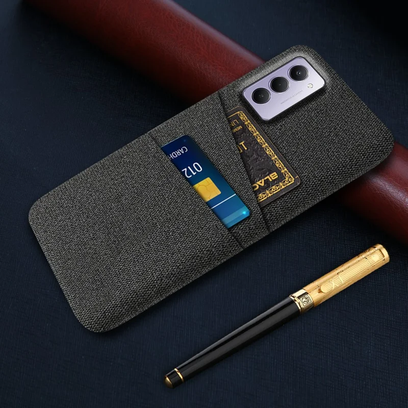 For Xiaomi Redmi 15 4G (169mm) Case Cloth + Hard PC Phone Cover with Dual Card Slots - Black