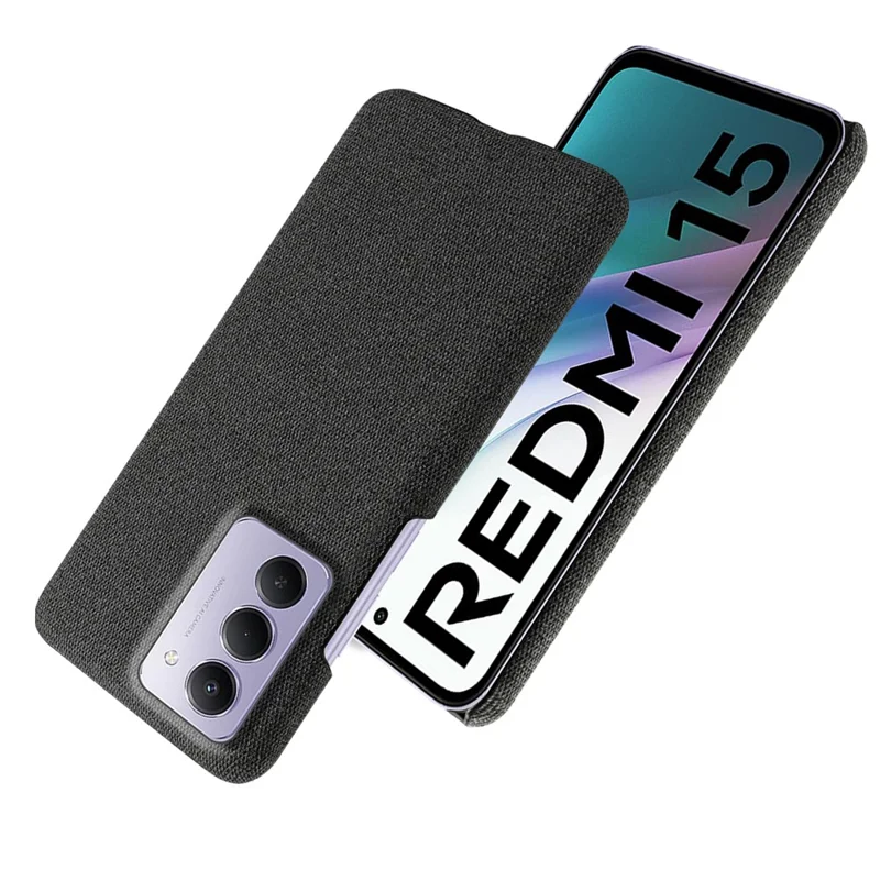 For Xiaomi Redmi 15 4G (169mm) Phone Case Cloth Texture Anti-Scratch Protective PC Back Cover - Black