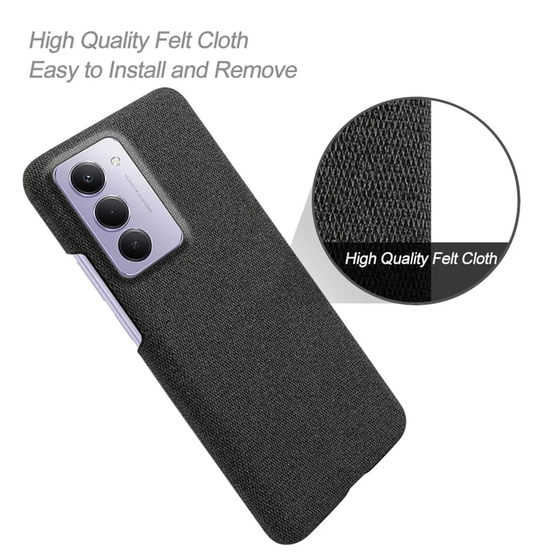 For Xiaomi Redmi 15 4G (169mm) Phone Case Cloth Texture Anti-Scratch Protective PC Back Cover - Black