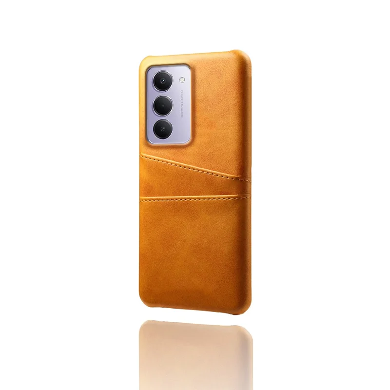 For Xiaomi Redmi 15 4G (169mm) Case Dual Card Slots PU Leather + Hard PC Phone Cover - Orange