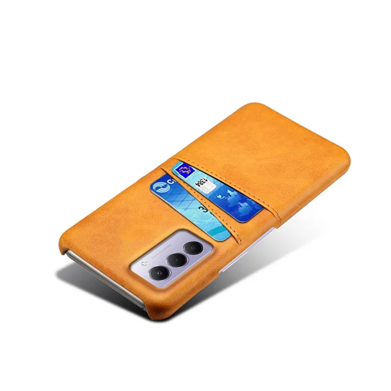 For Xiaomi Redmi 15 4G (169mm) Case Dual Card Slots PU Leather + Hard PC Phone Cover - Orange